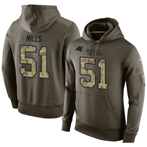 NFL Nike Carolina Panthers #51 Sam Mills Green Salute To Service Men's Pullover Hoodie